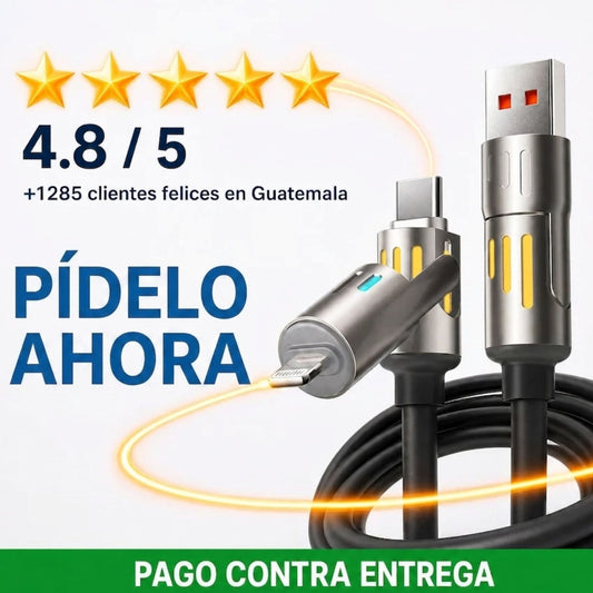 Cable USB 4 en 1 · Carga Súper Rápida 240W · 2 Metros de Silicona
