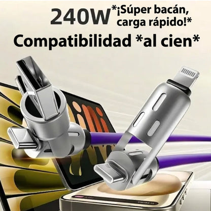 Cable USB 4 en 1 — Carga Súper Rápida 240W (2M)
