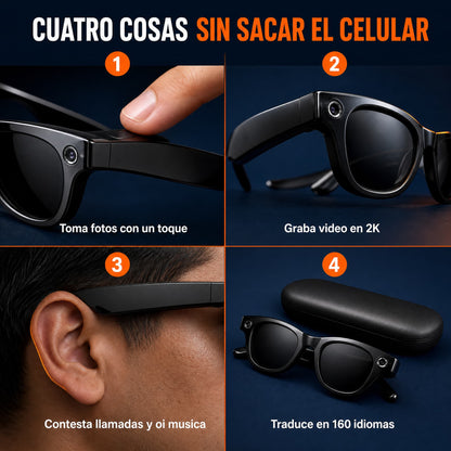 Gafas Inteligentes con Cámara IA · Foto, Video, Llamadas y Traducción