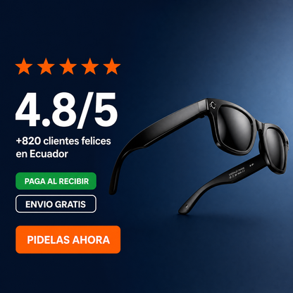 Gafas Inteligentes con Cámara IA · Foto, Video, Llamadas y Traducción · Bluetooth