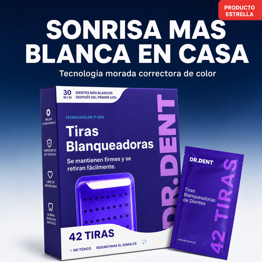 Tiras Blanqueadoras Advanced BrightSmile · Tecnología Morada