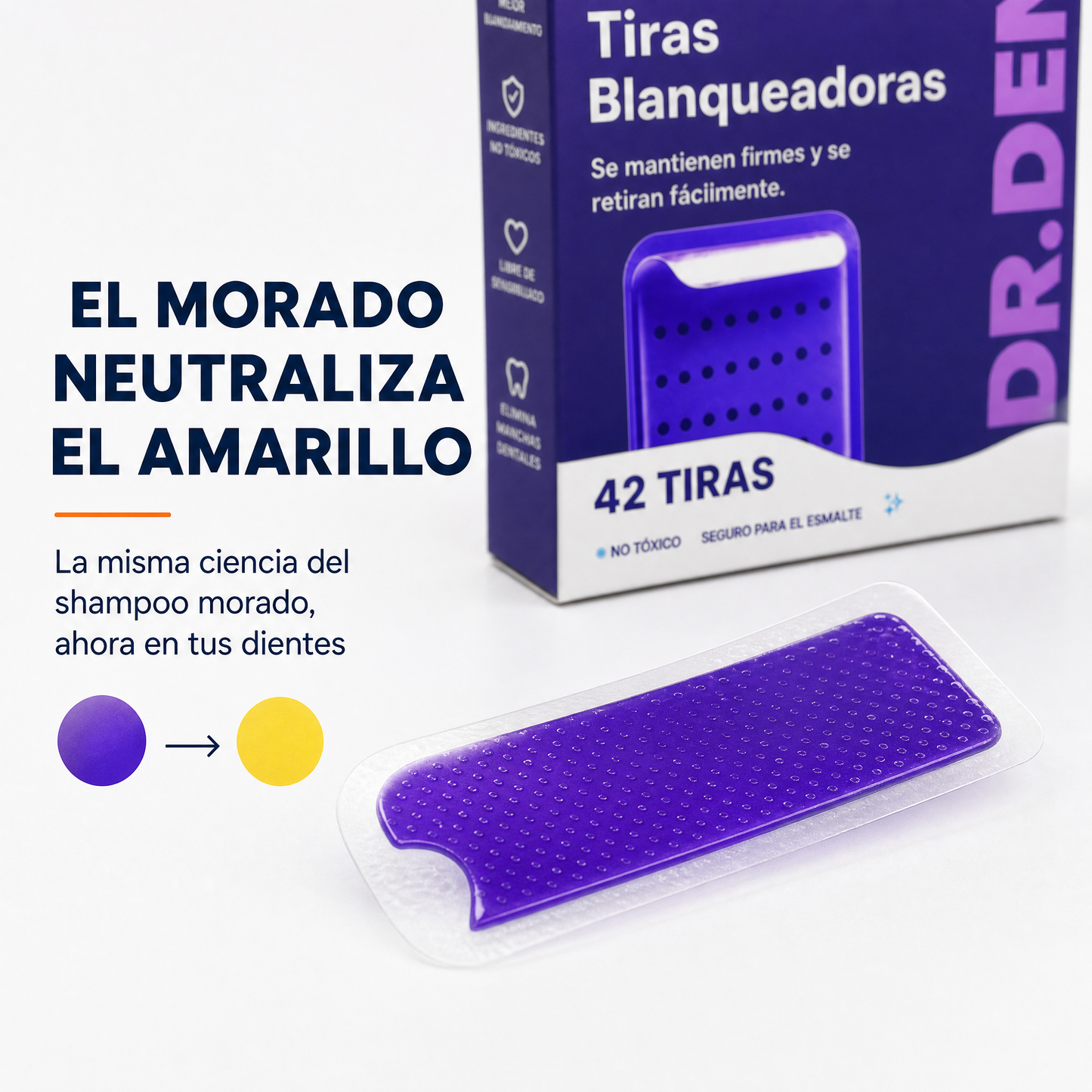 Tiras Blanqueadoras Advanced BrightSmile · Tecnología Morada