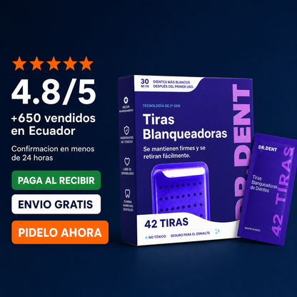 Tiras Blanqueadoras Advanced BrightSmile · Tecnología Morada